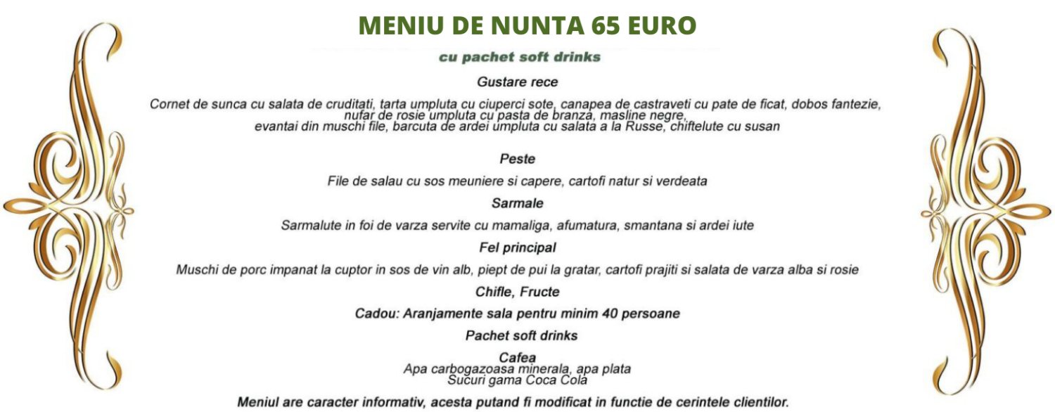 Meniu de nuntă — 65 € (varianta II)